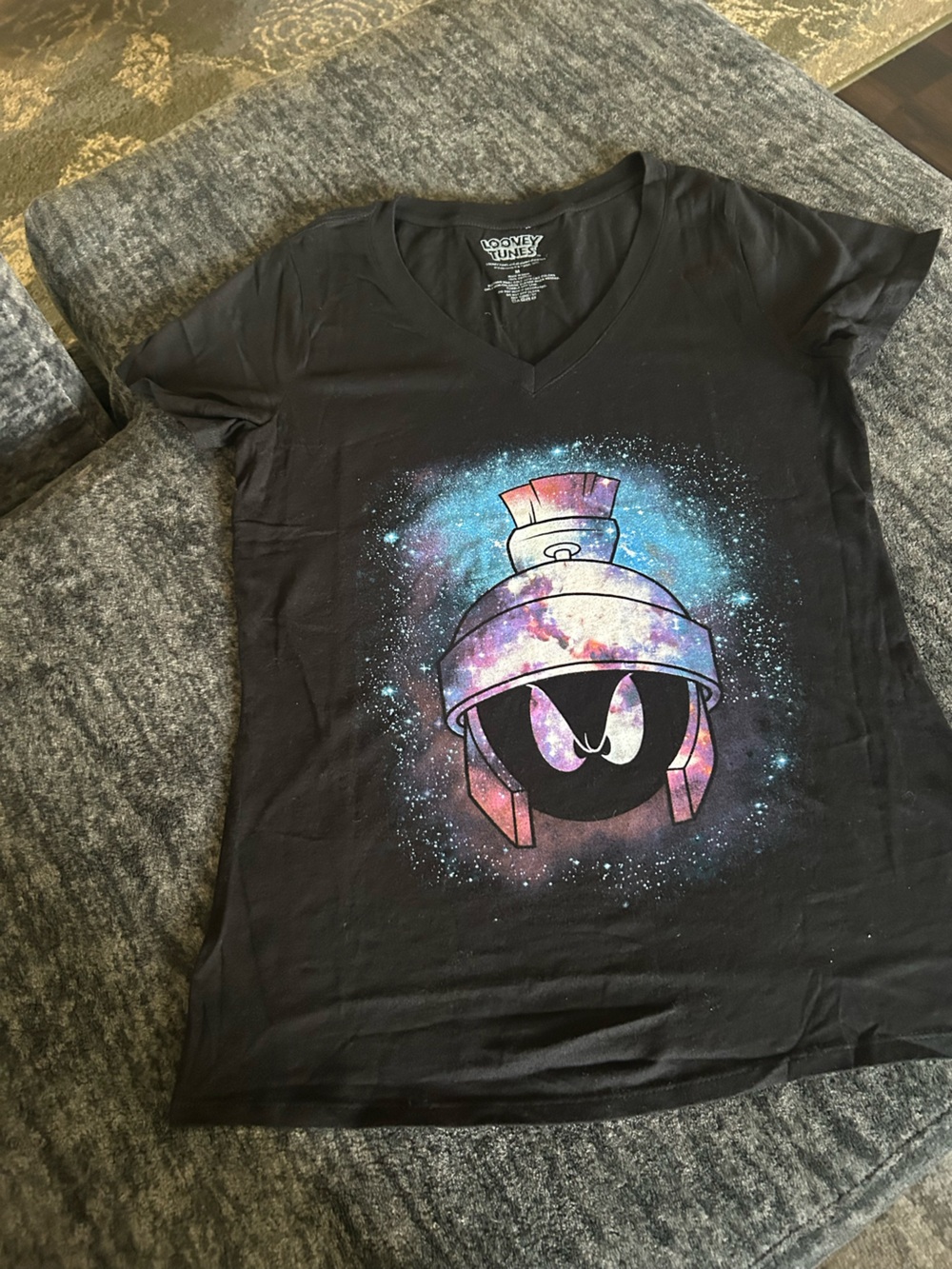 Warner Bros. Black Tee with Galaxy Marvin the Martian Graphic